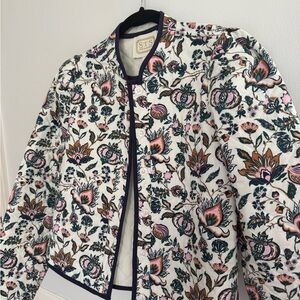 Sail to Sable Floral Bomber Jacket with Black Trim